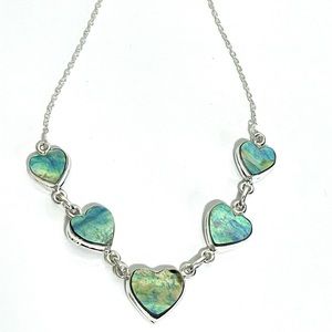 New Sterling Silver  Abalone  Heart Necklace 925